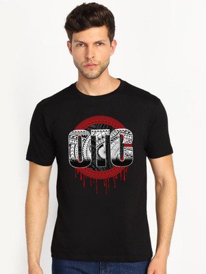 TEEGALLARY Printed Men Crew Neck Black T-Shirt