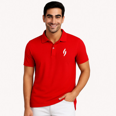 SM SHAYAM CREATION Printed Men Polo Neck Red T-Shirt
