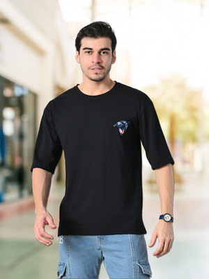 METRONAUT Printed Men Round Neck Black T-Shirt