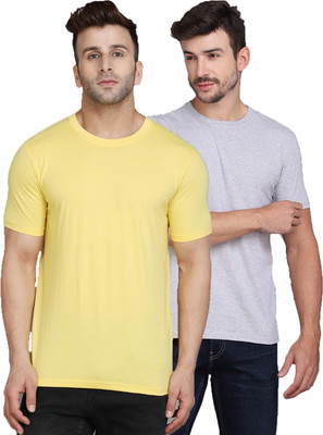 SLOWLORIS Solid Men Round Neck Multicolor T-Shirt