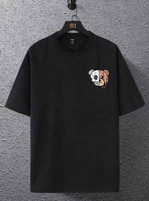 FURRR Printed Men Round Neck Black T-Shirt