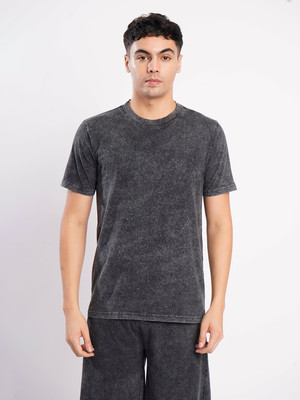 Bene Kleed Washed Men Crew Neck Grey T-Shirt