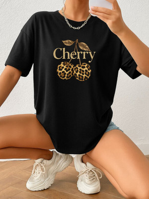 SZN Printed Women Round Neck Black T-Shirt