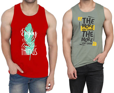 WOOSTRO Typography Men Scoop Neck Red, Light Green T-Shirt