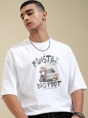 HIGHLANDER Printed Men Round Neck White T-Shirt