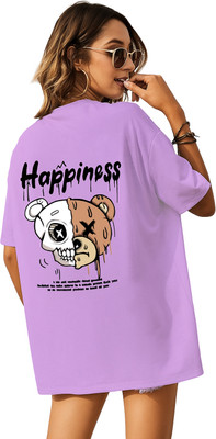 Madliyn Graphic Print Women Round Neck Purple T-Shirt