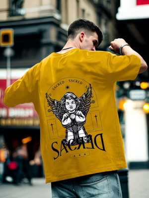 Manly Tees Printed Men Round Neck Yellow T-Shirt