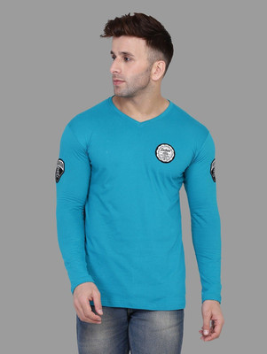 tfurnish Printed, Solid Men V Neck Light Green T-Shirt