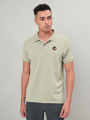 TECHNOSPORT Solid Men Polo Neck Light Green T-Shirt