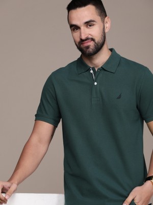 NAUTICA Solid Men Polo Neck Green T-Shirt