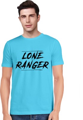 Tribal Slang Printed Men Round Neck Light Blue T-Shirt