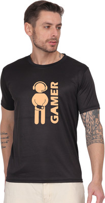 S COLLECTION Printed Men Round Neck Black T-Shirt