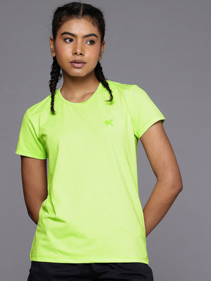 HRX by Hrithik Roshan Self Design Women Round Neck Light Green T-Shirt