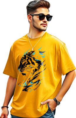 AUSK Printed Men Round Neck Yellow T-Shirt