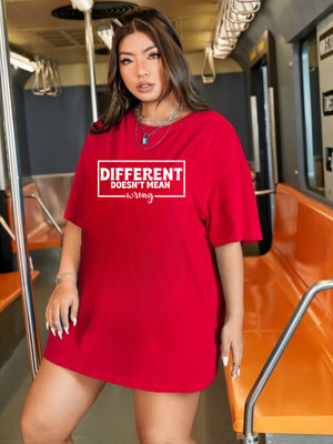 Stylicity Printed Women Round Neck Red T-Shirt