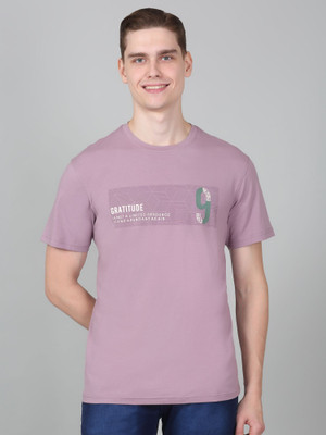 CANTABIL Printed Men Round Neck Purple T-Shirt