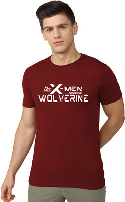 RULEDBYSUN Superhero Men Round Neck Maroon T-Shirt