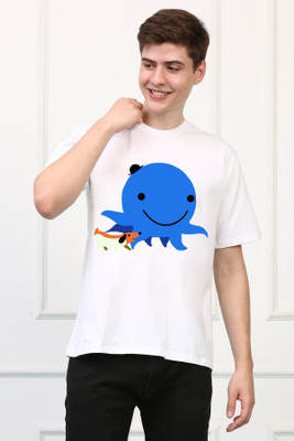 Awaken Armor Printed Men Round Neck White T-Shirt