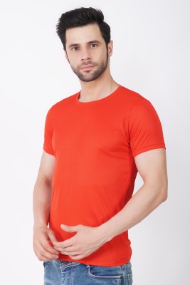 KASPY Solid Men Round Neck Red T-Shirt