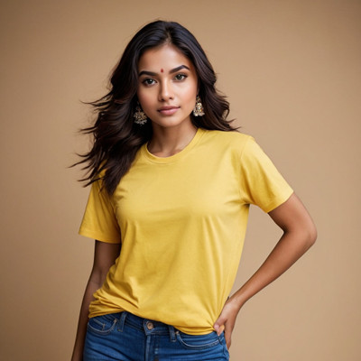 MOJILO Solid Women Round Neck Yellow T-Shirt