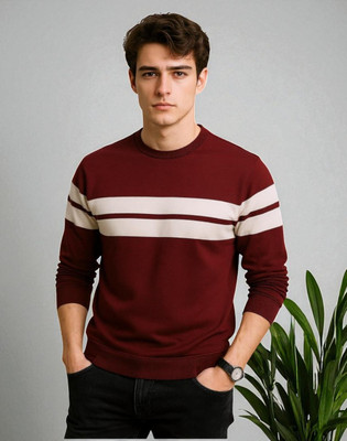 StyleFlick Solid Men Round Neck Maroon T-Shirt