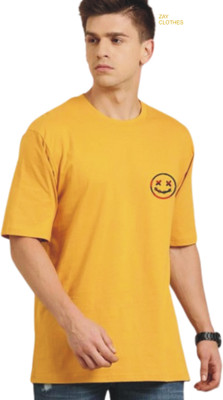 SPOWEARY Printed, Self Design Men Round Neck Yellow T-Shirt