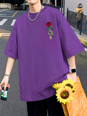 Cool Plus Printed Men Round Neck Purple T-Shirt