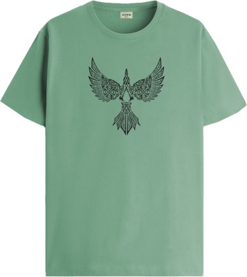 ADRO Graphic Print Men Round Neck Light Green T-Shirt