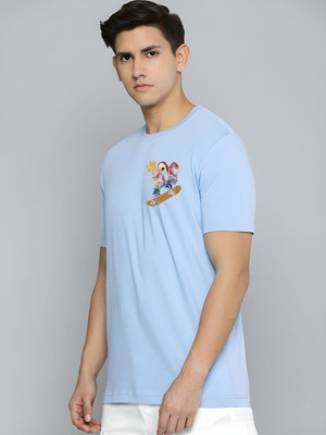 SZN Graphic Print Men Round Neck Light Blue T-Shirt