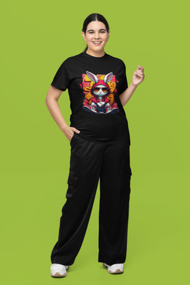 Clori Solid Women Round Neck Black T-Shirt