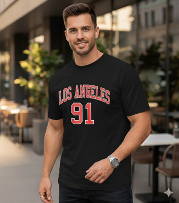 Nxtwin Printed Men Round Neck Black T-Shirt