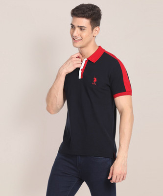 U.S. POLO ASSN. Solid Men Polo Neck Blue T-Shirt