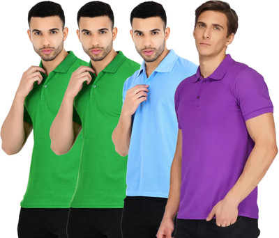 KEOTI Solid Men Polo Neck Multicolor T-Shirt