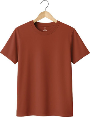 HypeDrip Solid Men Round Neck Red T-Shirt