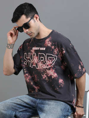 FROSEN FOX Tie & Dye Men Round Neck Grey T-Shirt