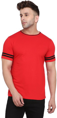 Money Leaf Solid Men Round Neck Red T-Shirt