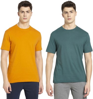 JOCKEY Solid Men Round Neck Yellow, Green T-Shirt