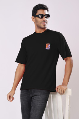 TQH Printed Men Round Neck Black T-Shirt
