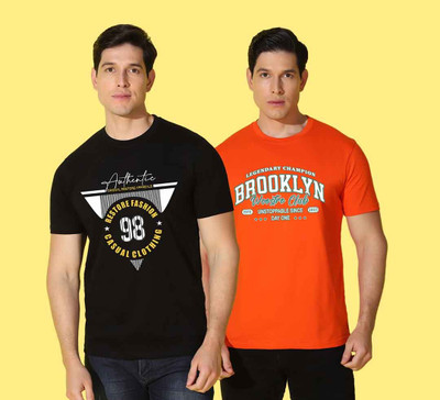 WOOSTRO Printed Men Round Neck Multicolor T-Shirt