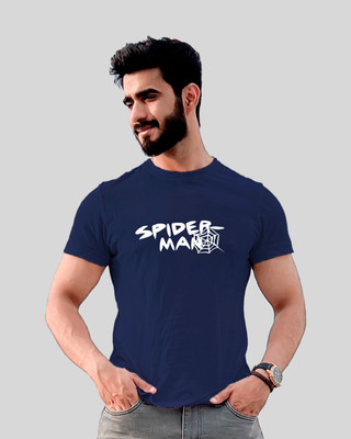 JP Creation Printed Men Round Neck Navy Blue T-Shirt
