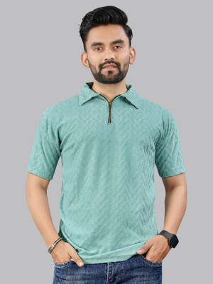 METRONAUT Solid Men Polo Neck Light Green T-Shirt