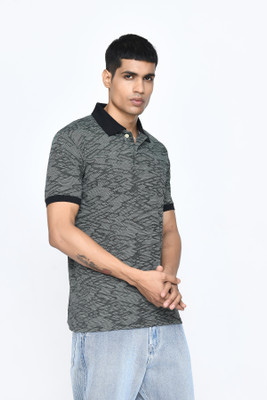 PASSPORT Printed Men Polo Neck Dark Green T-Shirt