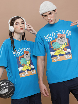 HIGHLANDER Printed, Typography Men Round Neck Blue T-Shirt