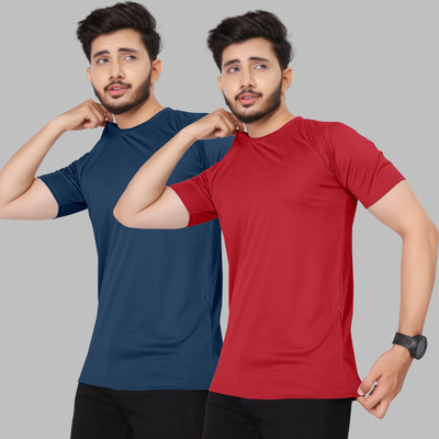 M7 By Metronaut Solid Men Round Neck Multicolor T-Shirt