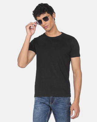 OrrganicChics Solid Men Round Neck Black T-Shirt