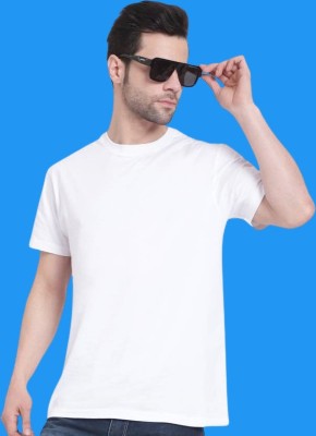 Darkaffix Self Design Men Round Neck White T-Shirt