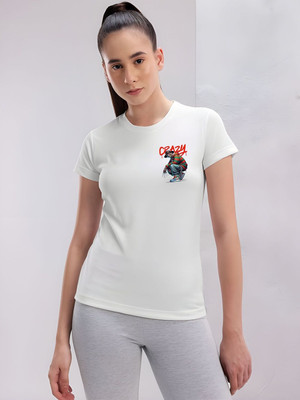 SZN Printed, Solid Women Round Neck White T-Shirt