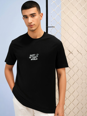 MACK JONNEY Printed Men Round Neck Black T-Shirt