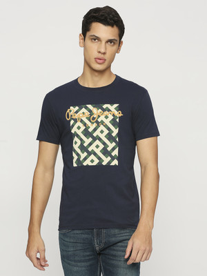 Pepe Jeans Printed Men Round Neck Blue T-Shirt