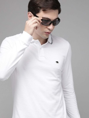 THE BEAR HOUSE Solid Men Polo Neck White T-Shirt